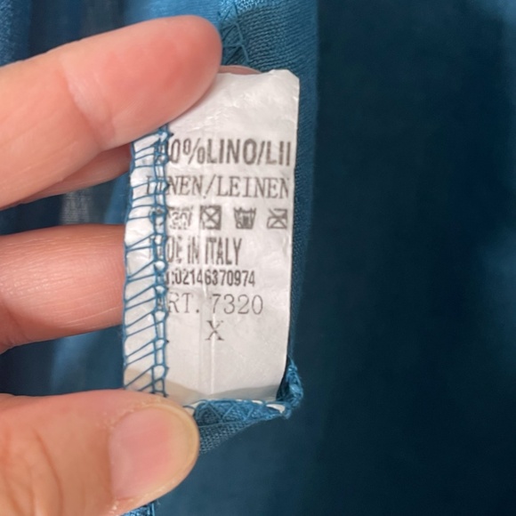 Made In Italy 100% Linen NWT Roll Tab Draped Open Long Overlay One Size Blue - Picture 9 of 14